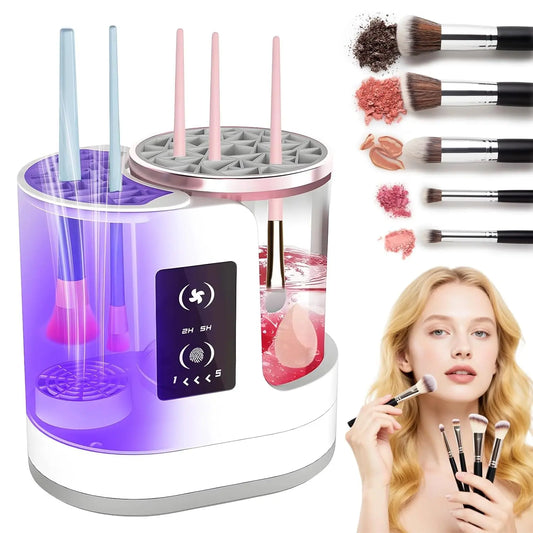 3 in 1 Electric Makeup Brush Cleaner and 1Pc Silicone Makeup Brush Cleaning Bowl Scrubber, Dryer Automatic USB Cosmetic Brush Cleaner with Holder, Portable USB Deep Cleaning for All Size Beauty Makeup Brush Set, Blush Brush, Sponges