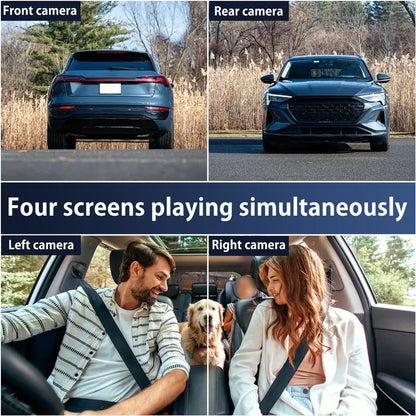 WHATOOK 4-Channel Car DVR Camera（Not Wireless) , 1080P Dash Cam with 64GB Memory Card, HD Screen for Front, Rear, Left and Right Coverage