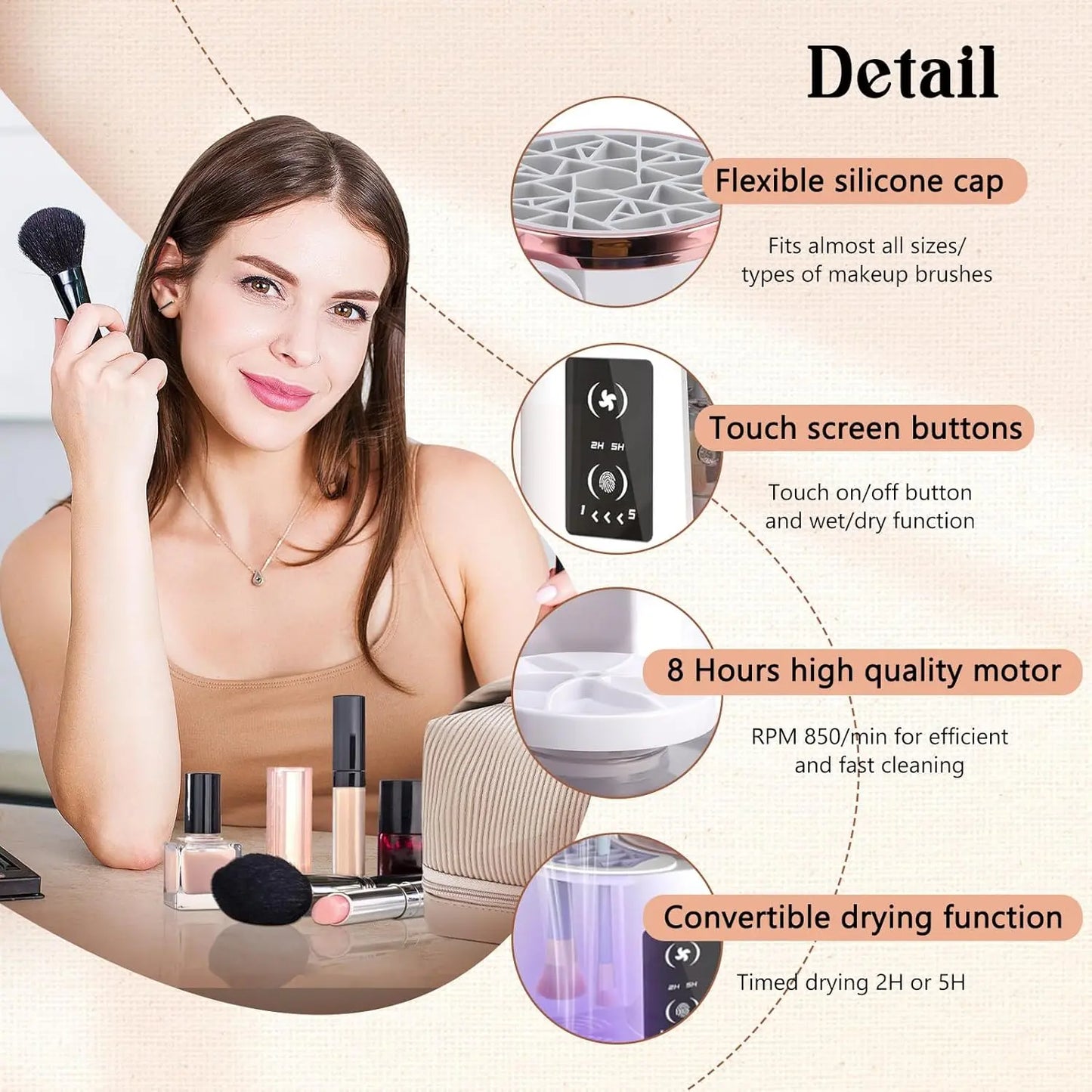 3 in 1 Electric Makeup Brush Cleaner and 1Pc Silicone Makeup Brush Cleaning Bowl Scrubber, Dryer Automatic USB Cosmetic Brush Cleaner with Holder, Portable USB Deep Cleaning for All Size Beauty Makeup Brush Set, Blush Brush, Sponges