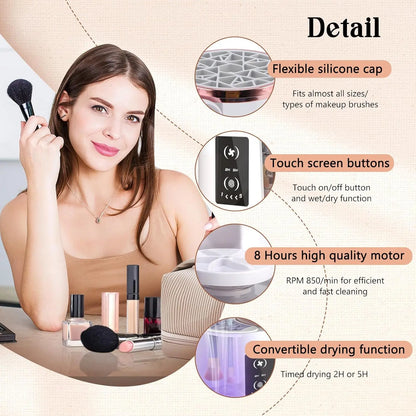 3 in 1 Electric Makeup Brush Cleaner and 1Pc Silicone Makeup Brush Cleaning Bowl Scrubber, Dryer Automatic USB Cosmetic Brush Cleaner with Holder, Portable USB Deep Cleaning for All Size Beauty Makeup Brush Set, Blush Brush, Sponges