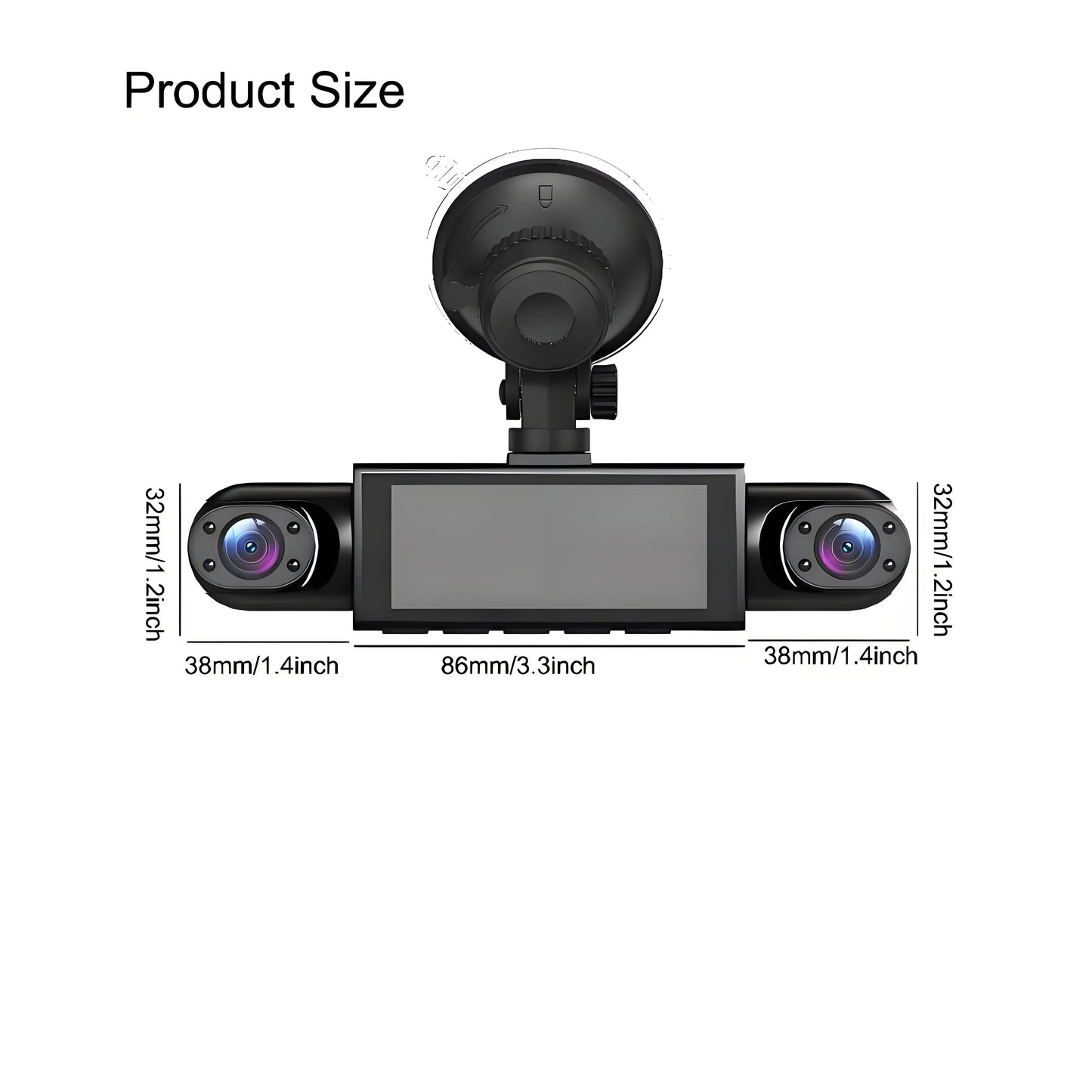 WHATOOK 4-Channel Car DVR Camera（Not Wireless) , 1080P Dash Cam with 64GB Memory Card, HD Screen for Front, Rear, Left and Right Coverage