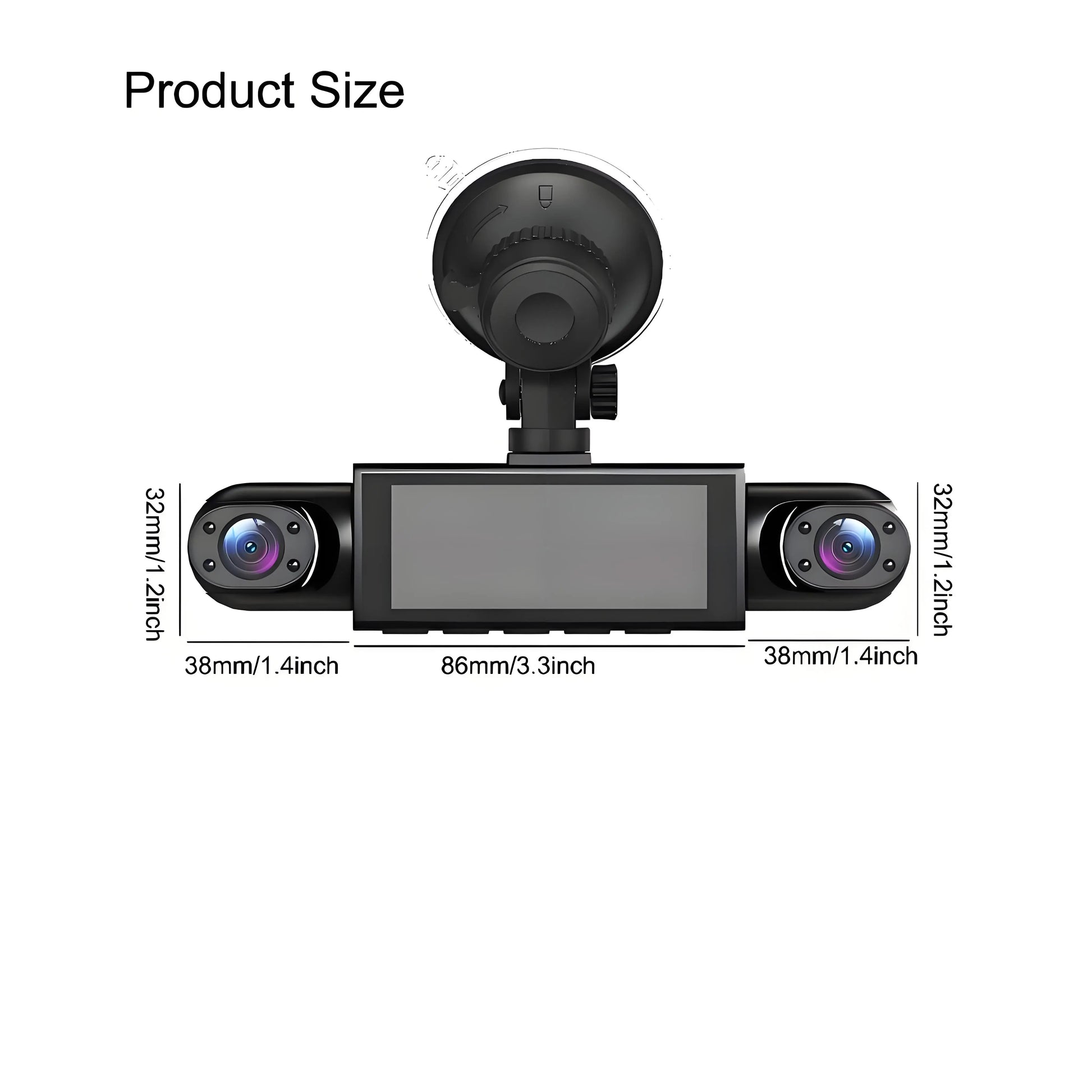 WHATOOK 4-Channel Car DVR Camera（Not Wireless) , 1080P Dash Cam with 64GB Memory Card, HD Screen for Front, Rear, Left and Right Coverage