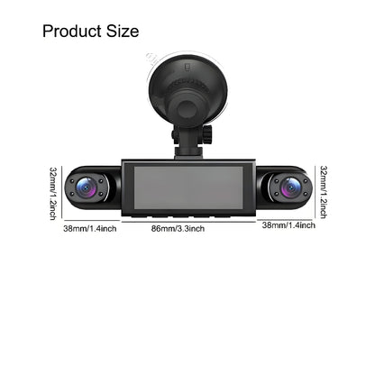 WHATOOK 4-Channel Car DVR Camera（Not Wireless) , 1080P Dash Cam with 64GB Memory Card, HD Screen for Front, Rear, Left and Right Coverage