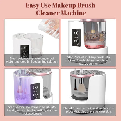 3 in 1 Electric Makeup Brush Cleaner and 1Pc Silicone Makeup Brush Cleaning Bowl Scrubber, Dryer Automatic USB Cosmetic Brush Cleaner with Holder, Portable USB Deep Cleaning for All Size Beauty Makeup Brush Set, Blush Brush, Sponges