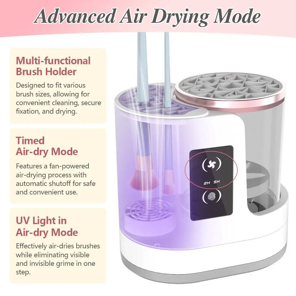 3 in 1 Electric Makeup Brush Cleaner and 1Pc Silicone Makeup Brush Cleaning Bowl Scrubber, Dryer Automatic USB Cosmetic Brush Cleaner with Holder, Portable USB Deep Cleaning for All Size Beauty Makeup Brush Set, Blush Brush, Sponges