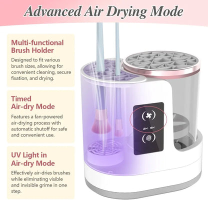 3 in 1 Electric Makeup Brush Cleaner and 1Pc Silicone Makeup Brush Cleaning Bowl Scrubber, Dryer Automatic USB Cosmetic Brush Cleaner with Holder, Portable USB Deep Cleaning for All Size Beauty Makeup Brush Set, Blush Brush, Sponges