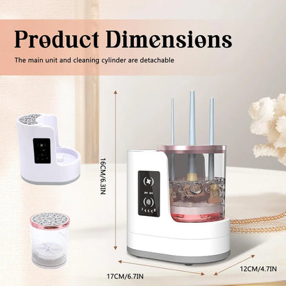3 in 1 Electric Makeup Brush Cleaner and 1Pc Silicone Makeup Brush Cleaning Bowl Scrubber, Dryer Automatic USB Cosmetic Brush Cleaner with Holder, Portable USB Deep Cleaning for All Size Beauty Makeup Brush Set, Blush Brush, Sponges