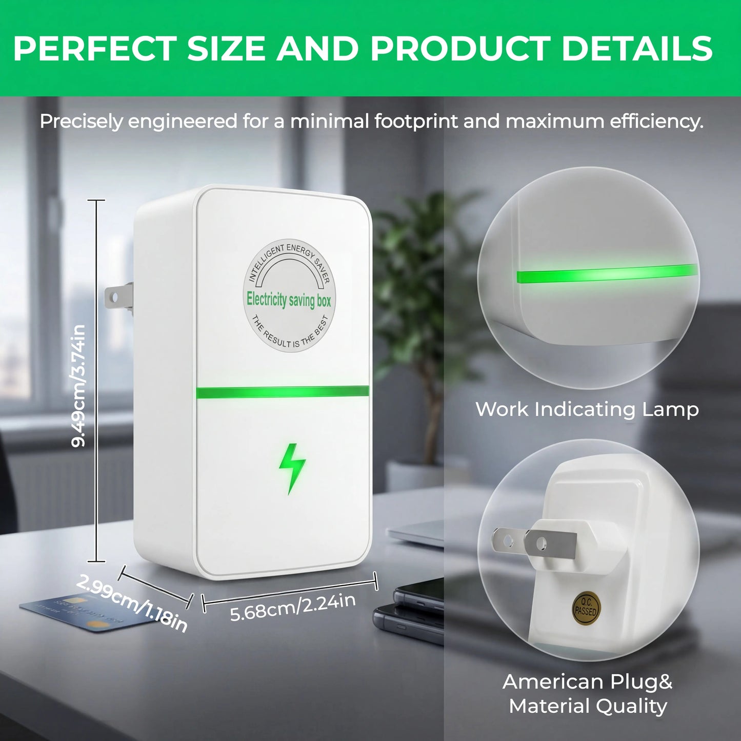 Plug-In Power Box with US Plug Updated Design, Compatible with 90–250V Input Range Multi Plug Outlet