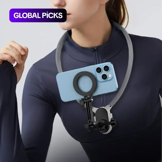 Magnetic Neck Mount, Hands-Free Secure Holder for Phones, Adjustable Cellphone Holder, Suitable for Vlogging, Compatible with Iphone 15/14/13/12 Series, Cell Phone Mount #GLOBAL PICKS